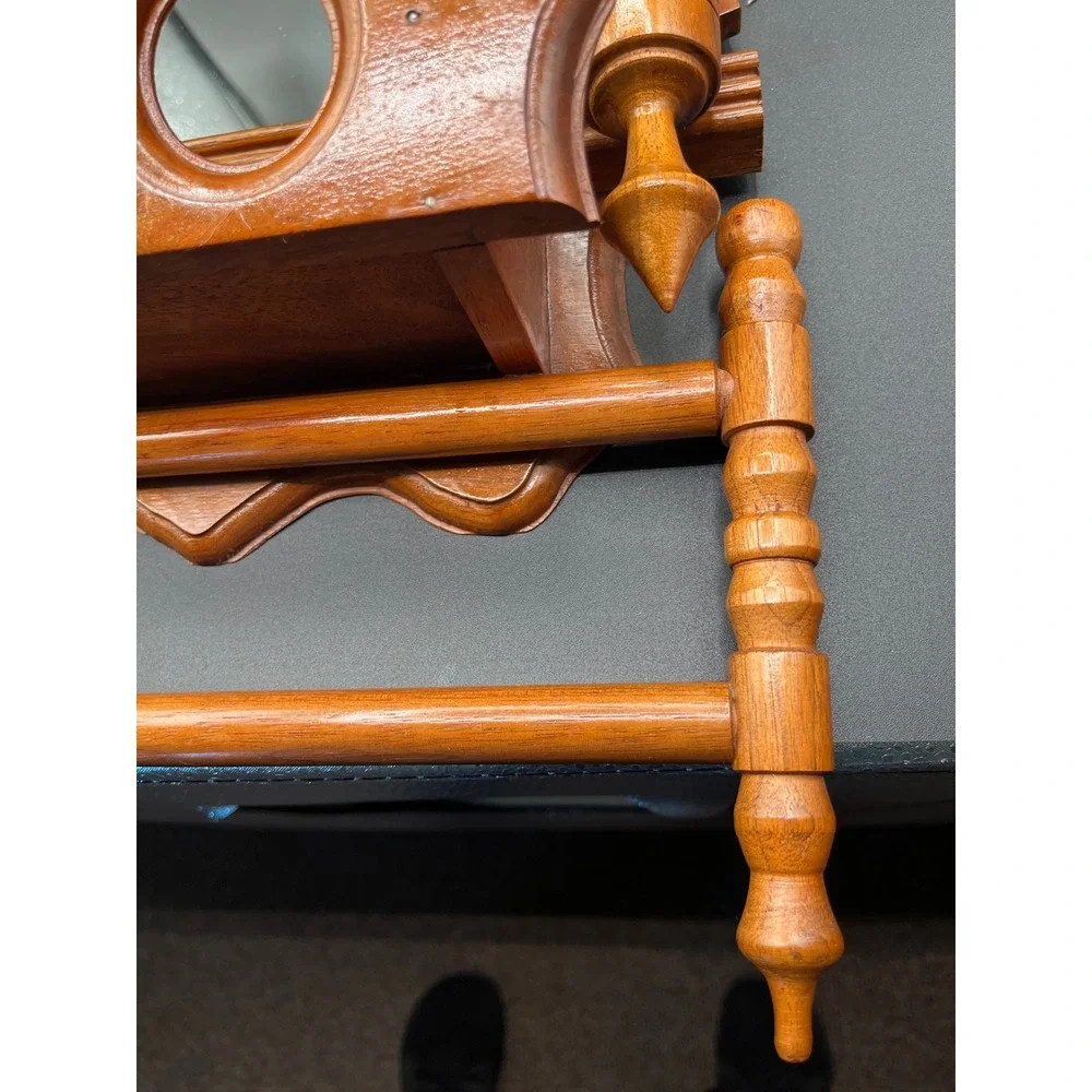 Antique Maple Wood Ornate Shaving Vanity Mirror 2 Candle‎ Holders 13
